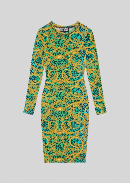 Versace Leo Chain Print Klänning Dam - 715403CUK